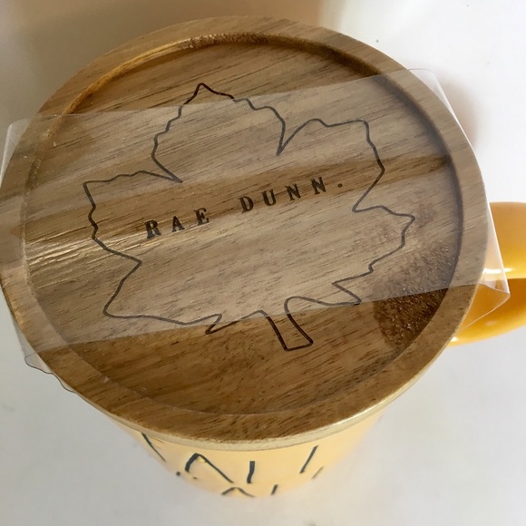 Rae Dunn Fall Y’All Gold Ceramic Mug Wooden Lid - Picture 6 of 7